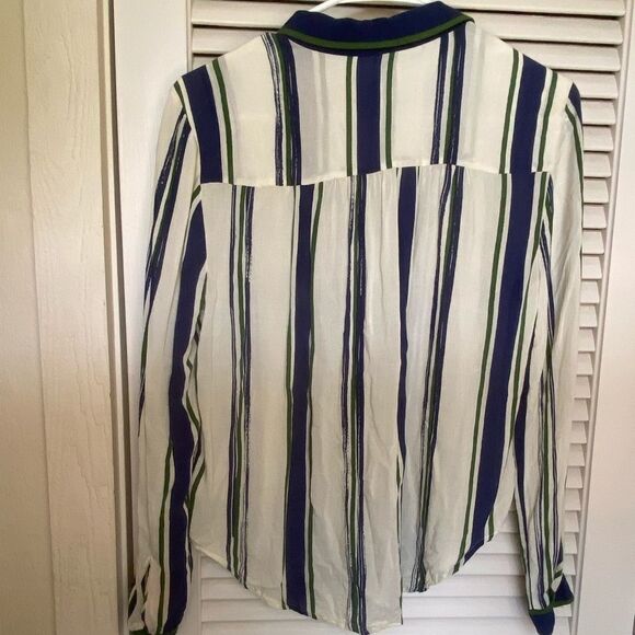 Maeve retro Blue and Green Button Down Blouse - Picture 8 of 9